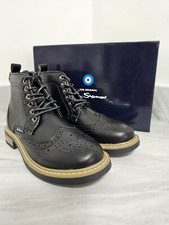Ben Sherman Boys Black Brogue Ankle Boots UK3 New with Box Formal Lace Up