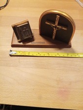 Vintage Christian Travel Alter, Miniature New Testement Bible And Metal Crucifix