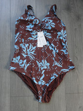 M&S MARKS & SPENCER BROWN MAGIC SHAPING SWIMMING COSTUME SIZE 18 LONG