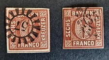 German States Bavaria 6k Plate Numbers 3/4 Stamps