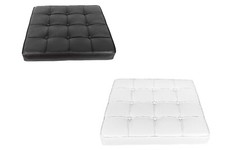 Black/White Genuine Ital Leather Replacement Cushion for Pavilion Style Ottoman
