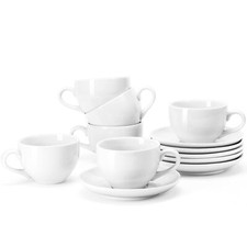 6 Pcs 6 Ounce White Porcelain