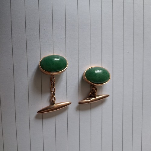 9ct gold green - nephrite, jade