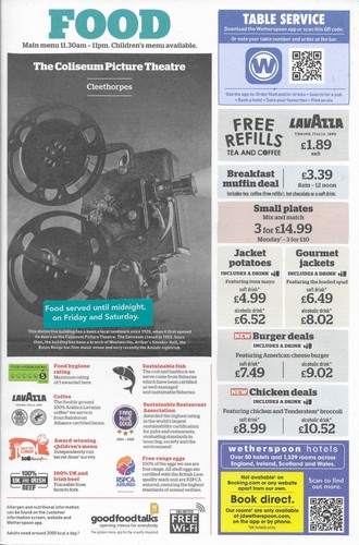 Wetherspoon pub menu - pub,