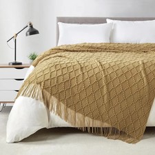 Throw Blanket Textured Knitted Soft Decorative Sofa or Bed Cover 127x178cm