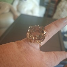 Large Smoky Quartz Gold Ring