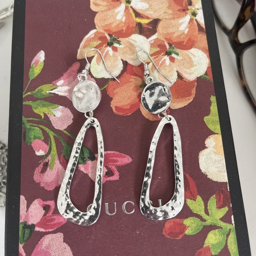 Silver dangle metal - silver, earrings