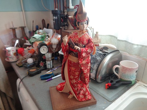 Geisha figurine made cloth - made,