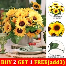 1 Bouquet 7 Heads Artificial 7CM Sunflowers Flower Floral Posy Home Garden Decor
