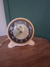 Smiths Sectric Electric Alarm Clock Vintage Art Deco Style, White Bakelite