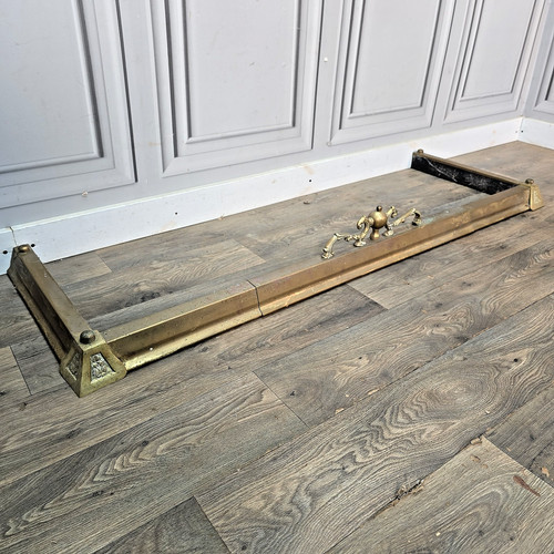 Antique brass fire fender - antique,