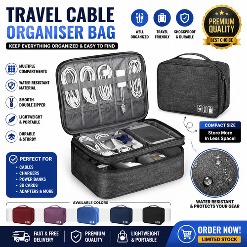 Travel cable organizer bag - travel,