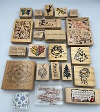 Large Collection of 22 Seasonal Christmas Rubber Crafting Stamps Inkadinkado etc