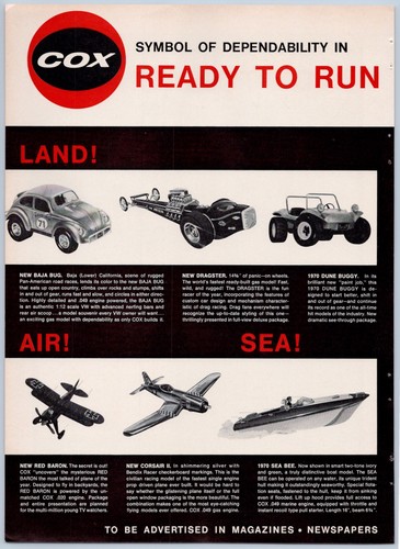 1970 cox vintage toy - toy, ad