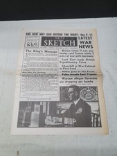 Original Newspaper, Daily Sketch September 4th 1939 WWII (B75)