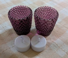 2 Plum Tealight Holders + New