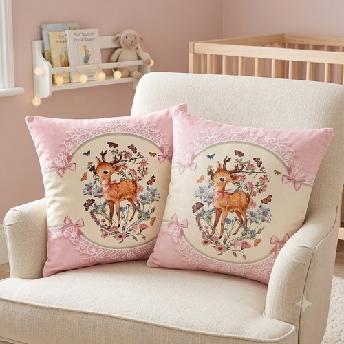 Vintage pink fawn - vintage, cushion