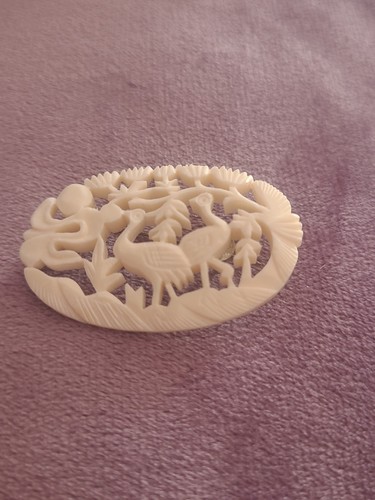 Vintage carved cream celluloid - cream,