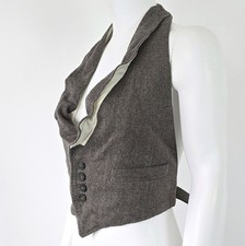 STUNNING WOMENS ALL SAINTS LIBERTINE WAISTCOAT HERRINGBONE TWEED 10 VINTAGE RARE