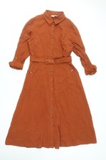 Phase Eight Women’s Brown Midi Shirt Dress Size 12 Lyocell Belted