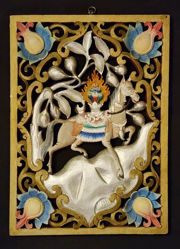 Hand carved wood relief panel - carved,