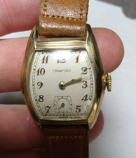 Vtg Crawford mens wristwatch working leather band  swiss movements