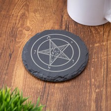 Baphomet Slate Coaster Occult Satanic Symbol Home Decor Witchy Gothic Gifts