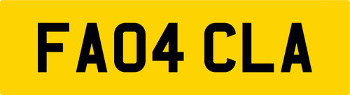 Fa04 cla car - reg, plate