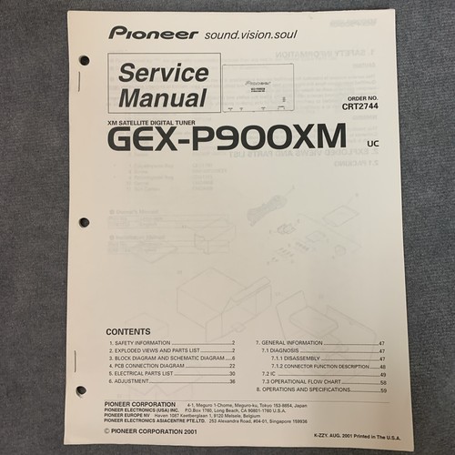 Pioneer gex p900xm service - gex-p900xm,