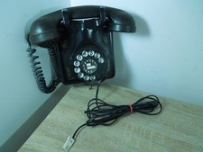 Vintage Antique Belgian (?) Wall Telephone Dial Phone Metal + Bakelite Works