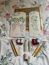 2 Vintage Stencils Brush’s & Paint + Paint Sticks