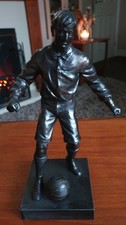 Vintage Bronze Look Metal Footballer 12in Statue Ex Condition