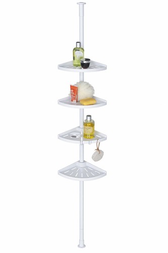 White shower caddy tension - white,