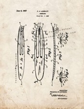 Surfboard Patent Print Old