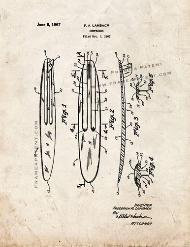 Surfboard patent print old - print,