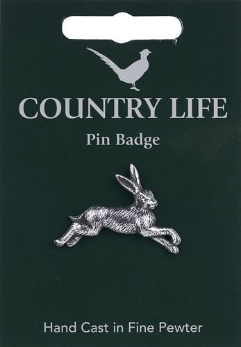 Hare silver pewter lapel pin - pewter,
