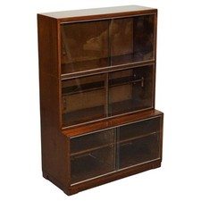 CIRCA 1930s MINTY OF OXFORD THREE TIER GLASS FRONT BARRISTER BOOKCASE CABINET