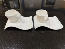 Villeroy & Boch New Wave Cream Porcelain Cup + Saucer x2