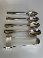 4 Teaspoons And Sugar Tongs