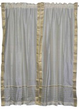 Cream Rod Pocket  Sheer Sari