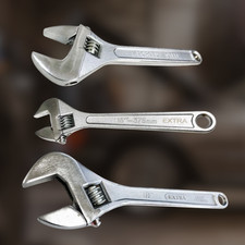 Large Adjustable Wrench Spanner Set 3pc 12” 15” 18” CR-V Steel Heavy Duty Tools