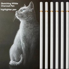 6pcs white charcoal pencil - white,