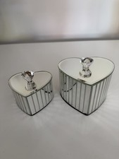 Laura Ashley Set of 2 Heart Shaped Mosaic Mirrored Boxes