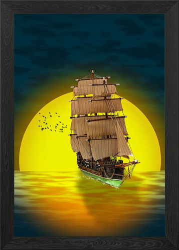 Ship framed wall - ship, poster