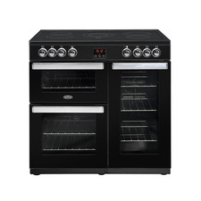 Belling Cookcentre 90cm Electric Range Cooker 5 Ceramic Zones Black 90E Grade C