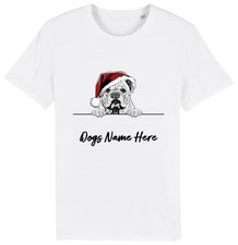 ENGLISH BULLDOG Personalised Christmas Dog T-Shirt Mens Womens Kids Dogs Name