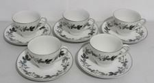 Royal Doulton Burgundy Coffee Espresso Cups and Saucers X5 plus 2 spare saucers