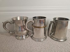 3 X English Pewter Tankards