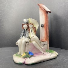 Vintage signed Zampiva porcelain couple sitting on a well Figurine/ornament 12cm