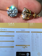 2.40 TCW Round Cut White Moissanite Stud Earring In Solid 14k Yellow Gold Plated